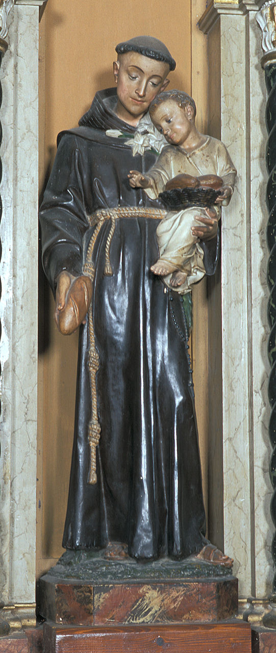 Sant'Antonio da Padova con Gesù Bambino (statua, opera isolata) - produzione italiana (primo quarto sec. XX)