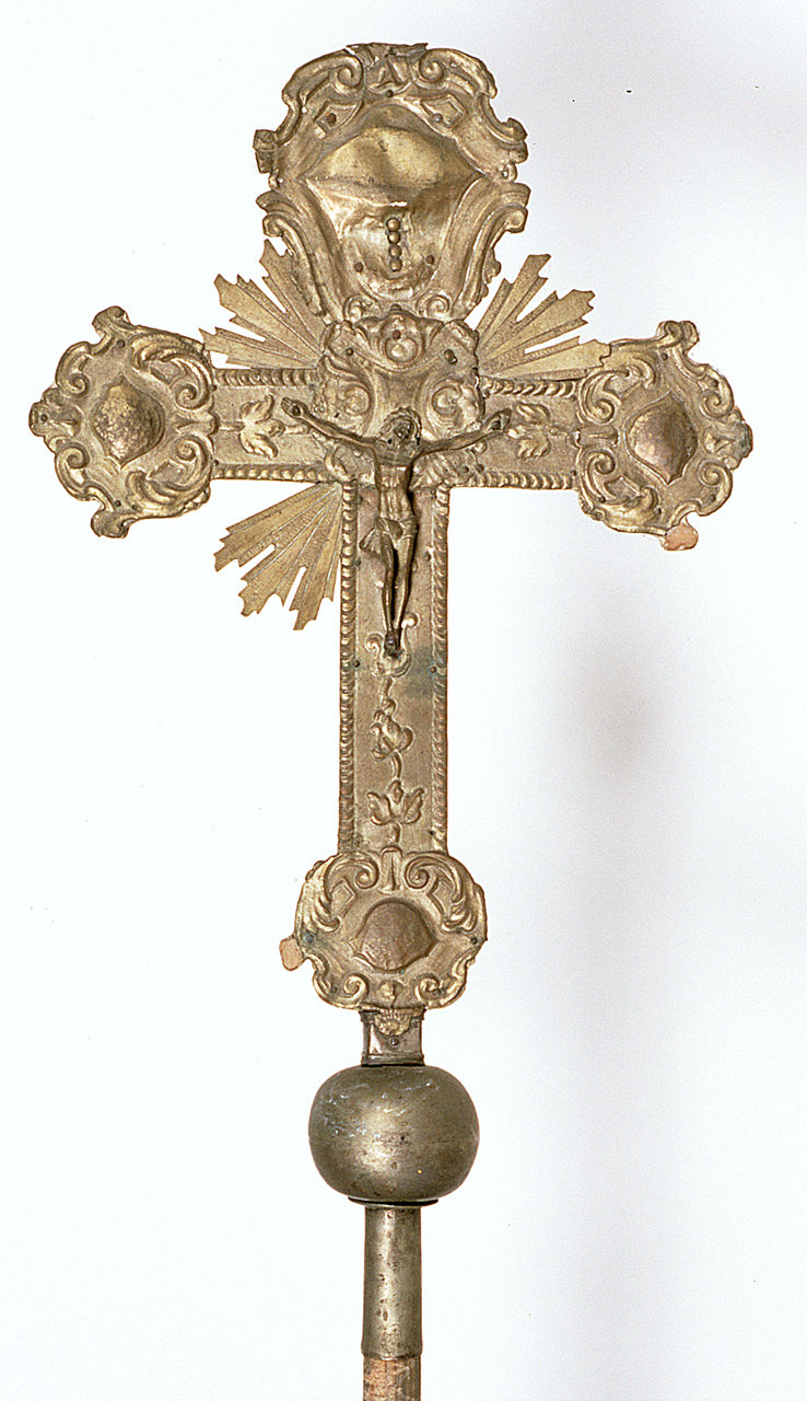 croce processionale, opera isolata - ambito ferrarese (sec. XVIII)