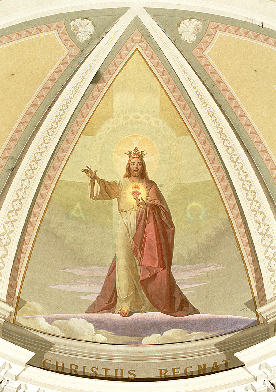 Sacro Cuore di Gesù (dipinto, elemento d'insieme) di Favaro Pietro, Campanati Daniele (sec. XX)