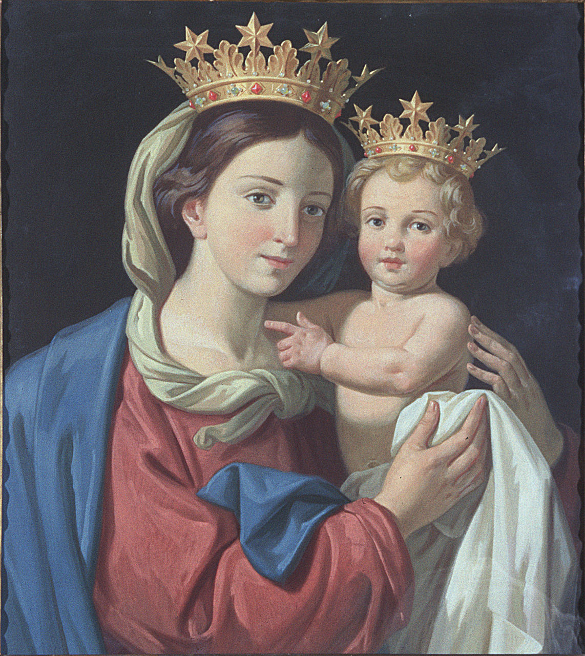 Madonna con Gesù Bambino (dipinto, elemento d'insieme) - ambito ferrarese (sec. XIX)
