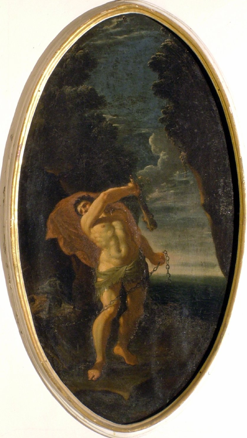 Ercole e Cerbero (dipinto, elemento d'insieme) di Graziani Ercole il Giovane (attribuito) (inizio sec. XVIII)