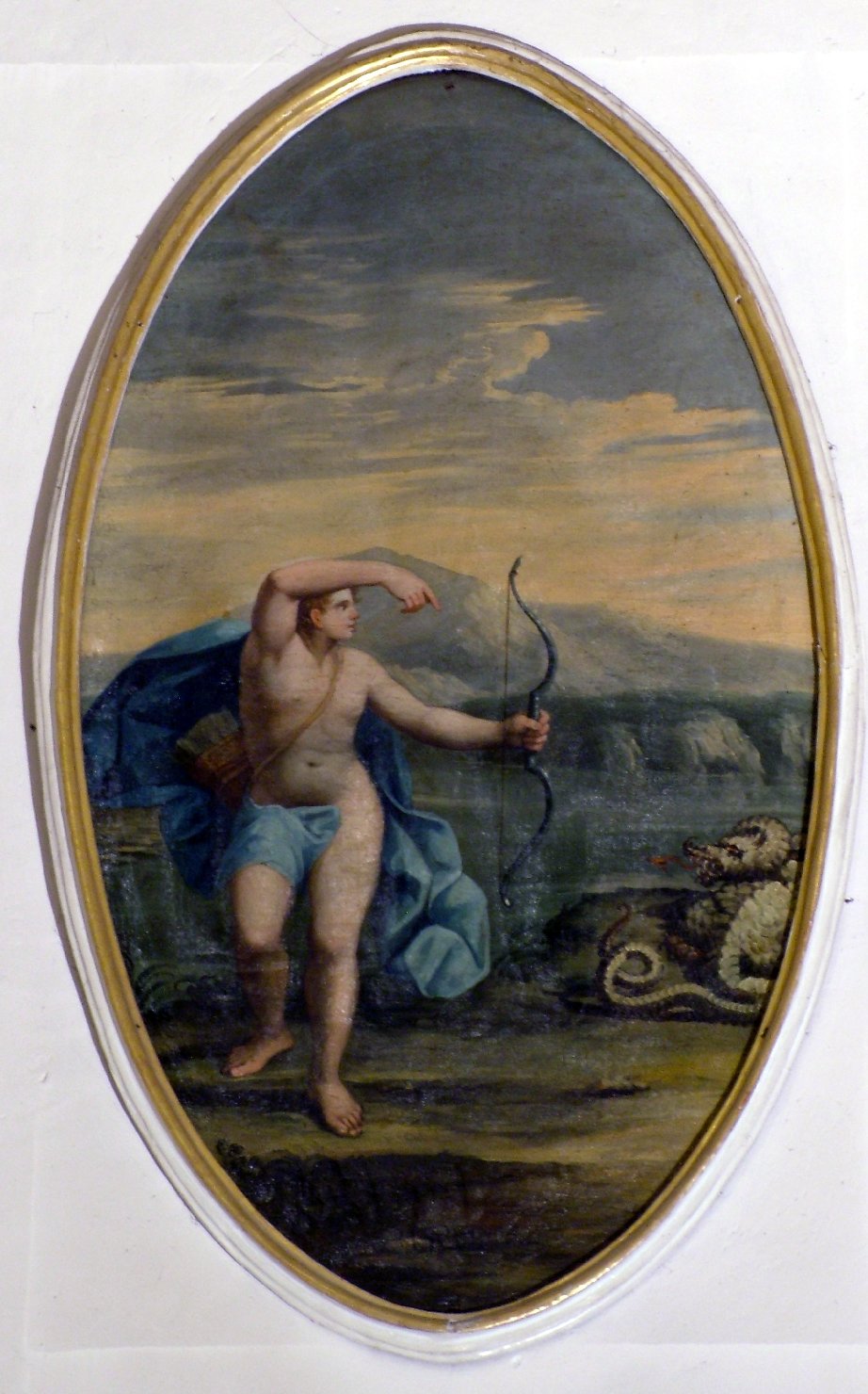 Apollo uccide Pitone (dipinto, elemento d'insieme) di Graziani Ercole il Giovane (attribuito) (inizio sec. XVIII)