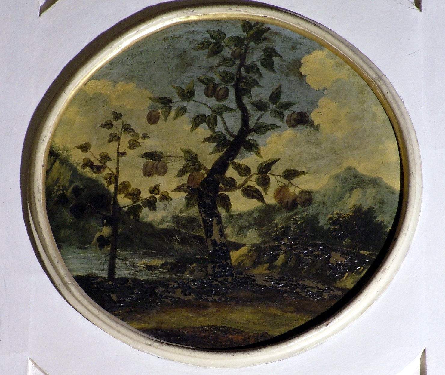 paesaggio con alberi (dipinto, elemento d'insieme) di Burrini Barbara (attribuito) (prima metà sec. XVIII)