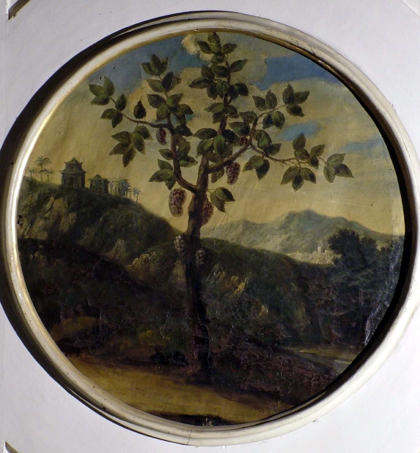 paesaggio con alberi (dipinto, elemento d'insieme) di Burrini Barbara (attribuito) (prima metà sec. XVIII)