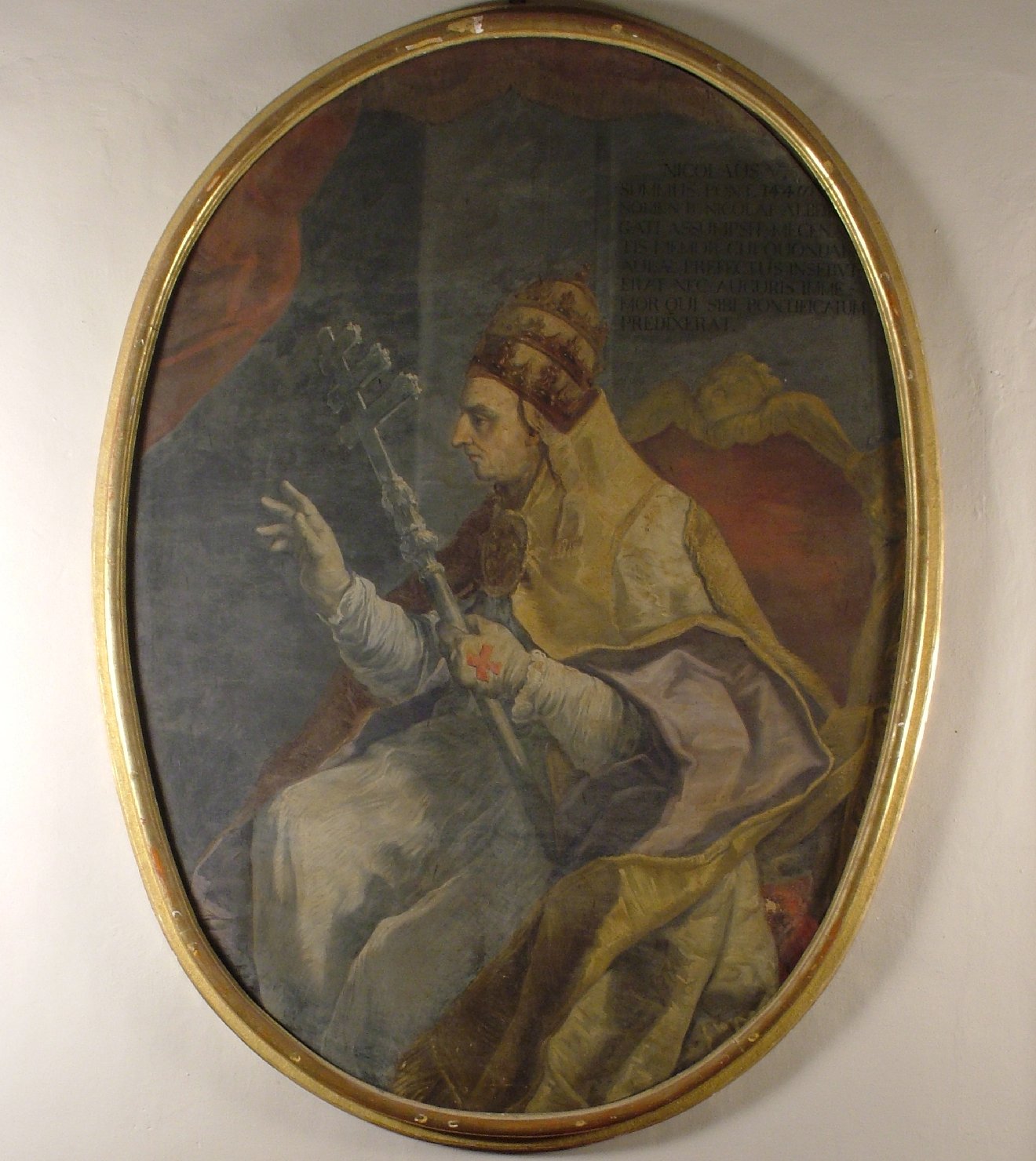 ritratto di papa Nicolò V (dipinto, elemento d'insieme) - ambito bolognese (sec. XVIII)
