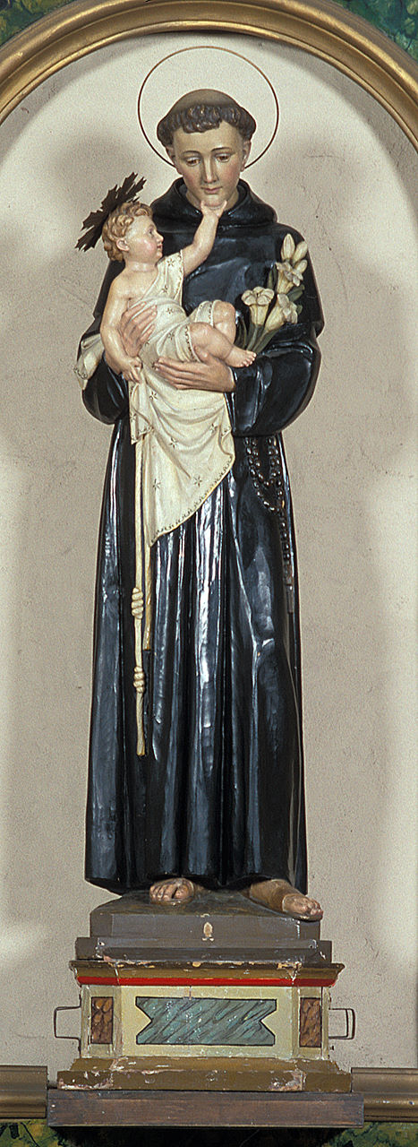 Sant'Antonio da Padova con il bambino (statua) - bottega ferrarese (secc. XIX/ XX)