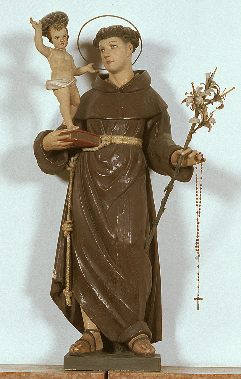 Sant'Antonio da Padova con il bambino (statua) - bottega ferrarese (sec. XVIII)