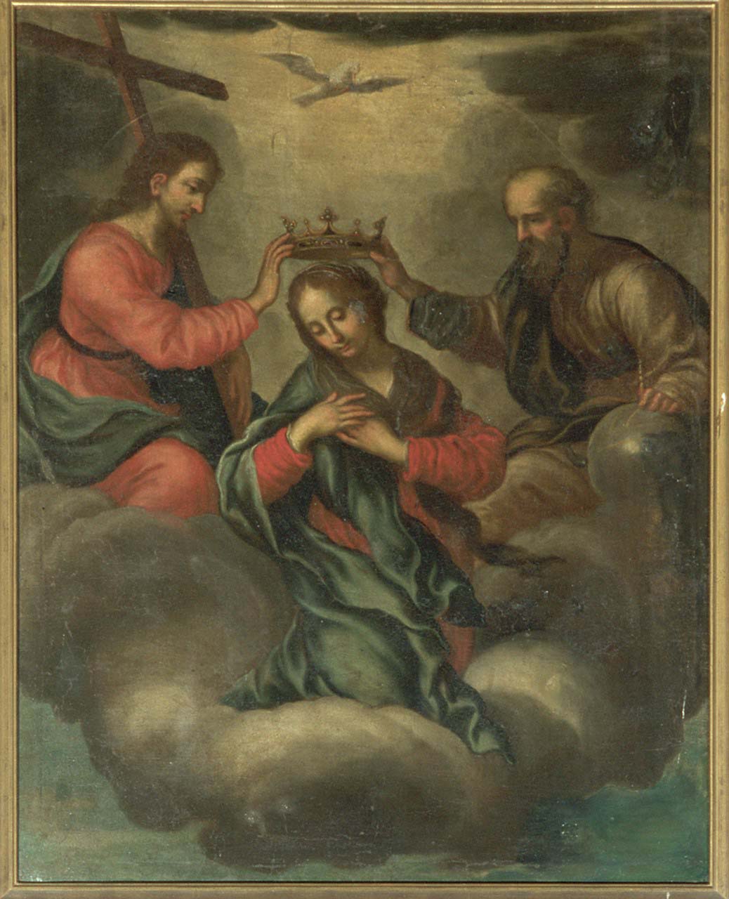 Incoronazione di Maria Vergine (dipinto, opera isolata) - ambito ferrarese (primo quarto sec. XVII)