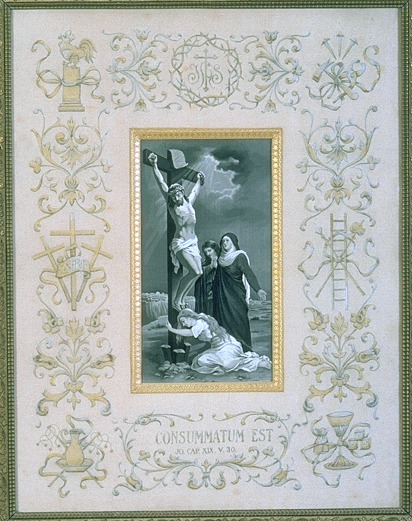 Gesù Cristo crocifisso con Santa Maria Maddalena e San Giovanni (pannello) - bottega francese (primo quarto sec. XX)