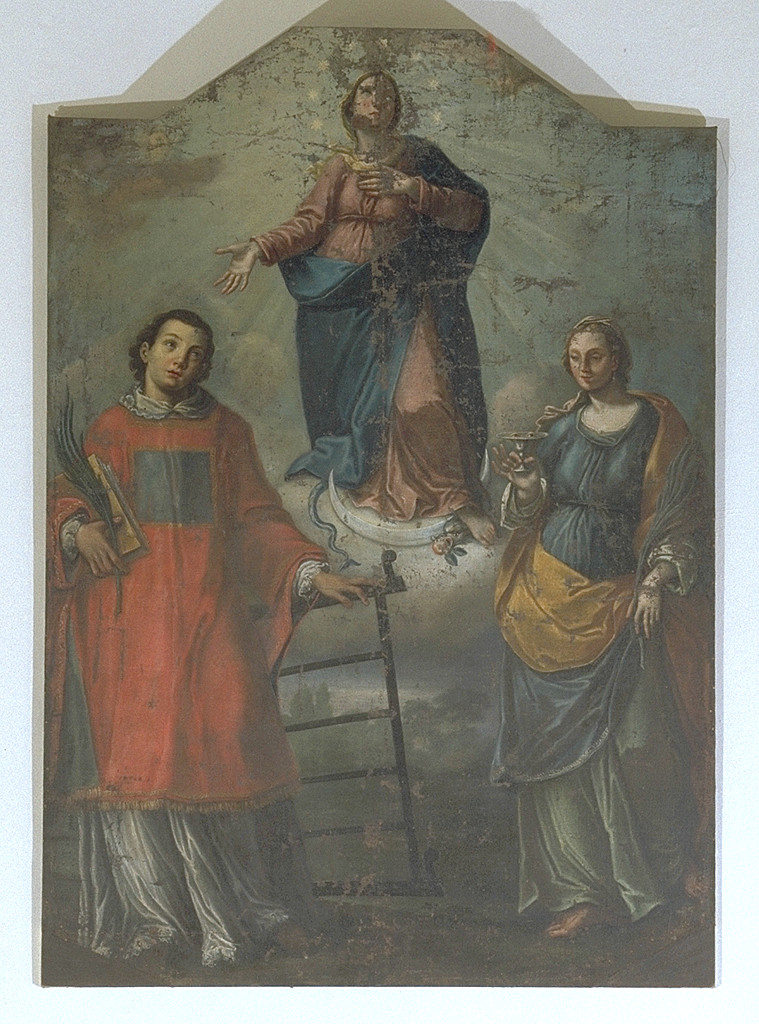 Madonna assunta con San Lorenzo e Santa Lucia (dipinto) - ambito ferrarese (metà sec. XVII)
