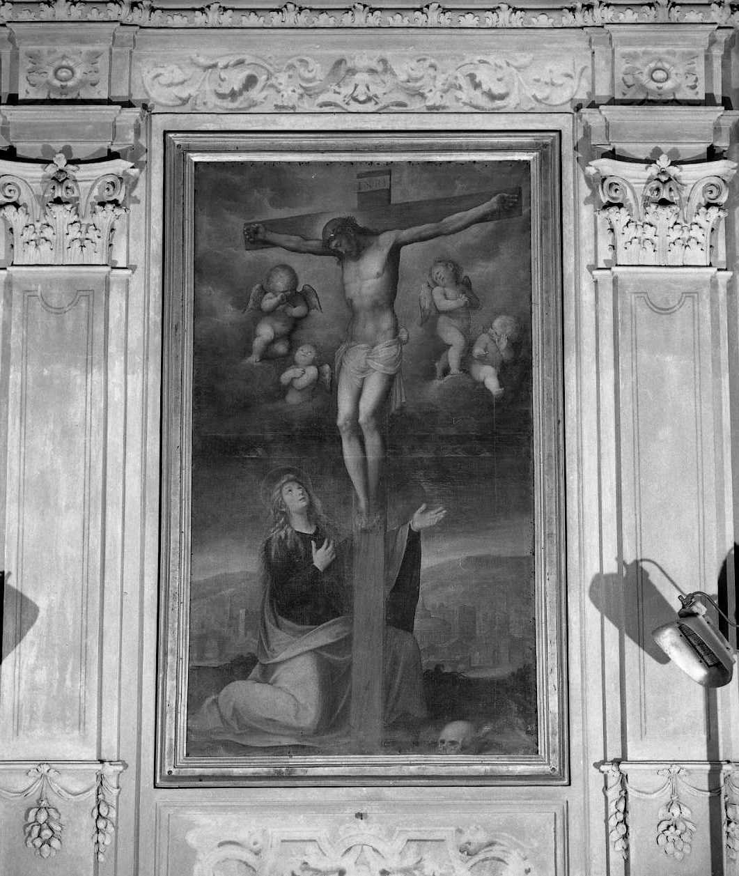 Santa Maria Maddalena ai piedi di Cristo crocifisso (dipinto) - ambito emiliano (sec. XVIII)