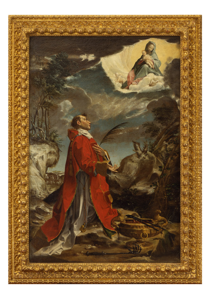 San Vincenzo martire in adorazione della Vergine col Bambino (dipinto) di Carracci Ludovico (sec. XVI)