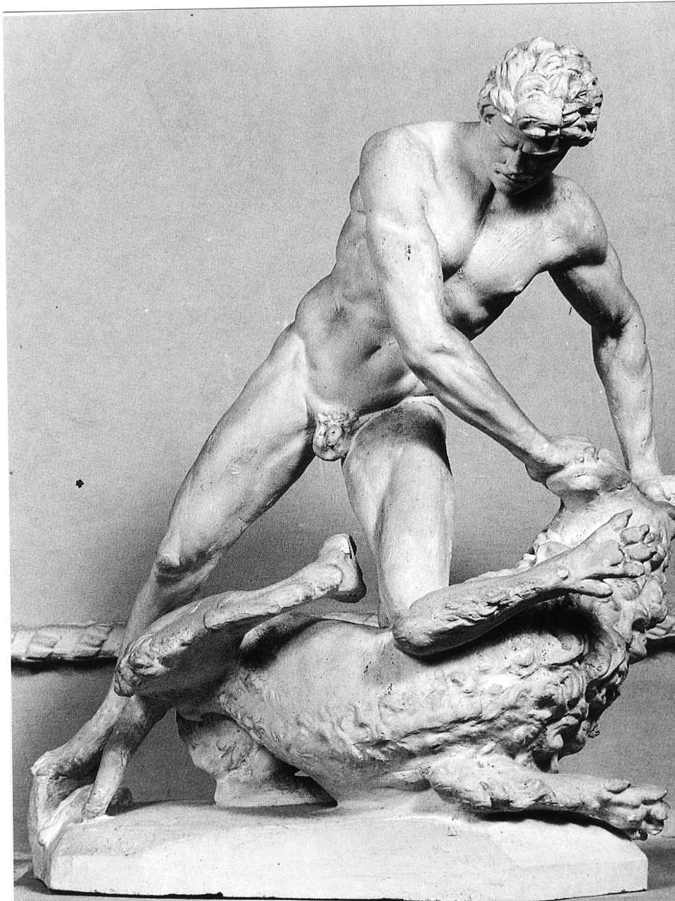 Ercole e il leone di Nemea (gruppo scultoreo, opera isolata) - ambito bolognese (fine/inizio secc. XVIII/ XIX)