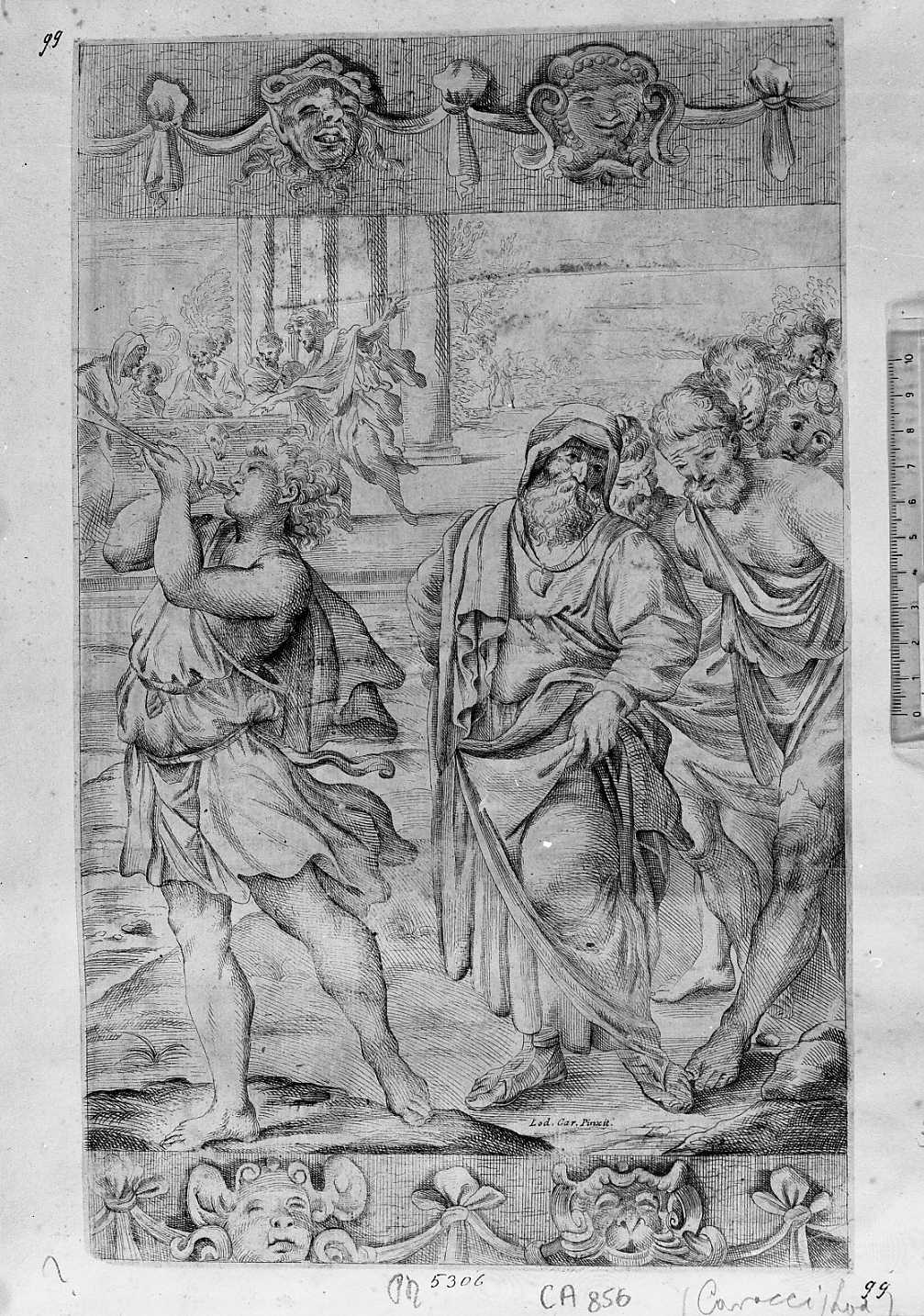 Storie del fregio dall'affresco di Palazz Magnani in Bologna (stampa smarginata) di Carracci Ludovico - ambito bolognese (seconda metà sec. XVII)