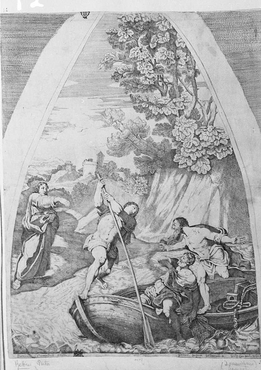 La pesca miracolosa (stampa smarginata) di Zampieri Domenico detto Domenichino, Betini Pietro (sec. XVII)