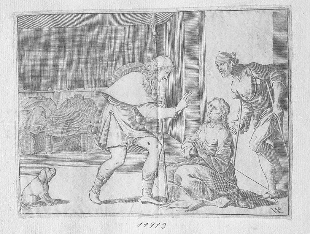S. Rocco guarisce i malati (stampa) di Valesio Giovanni Luigi (secc. XVI/ XVII)