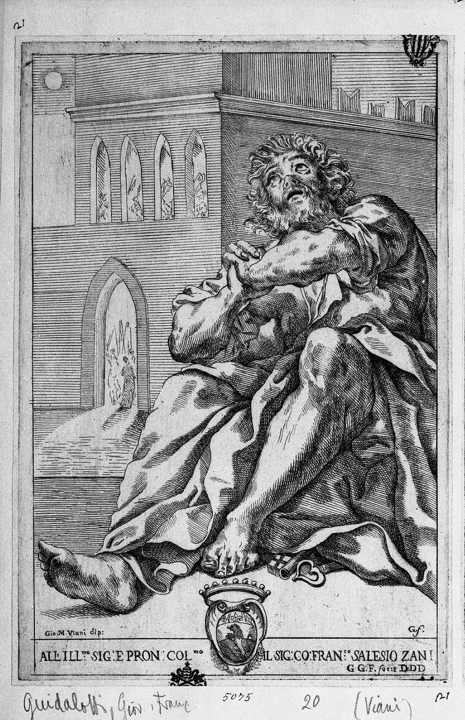 San Pietro che piange (stampa) di Viani Domenico Maria, Guidalotti Giovanni Francesco (secc. XVII/ XVIII)