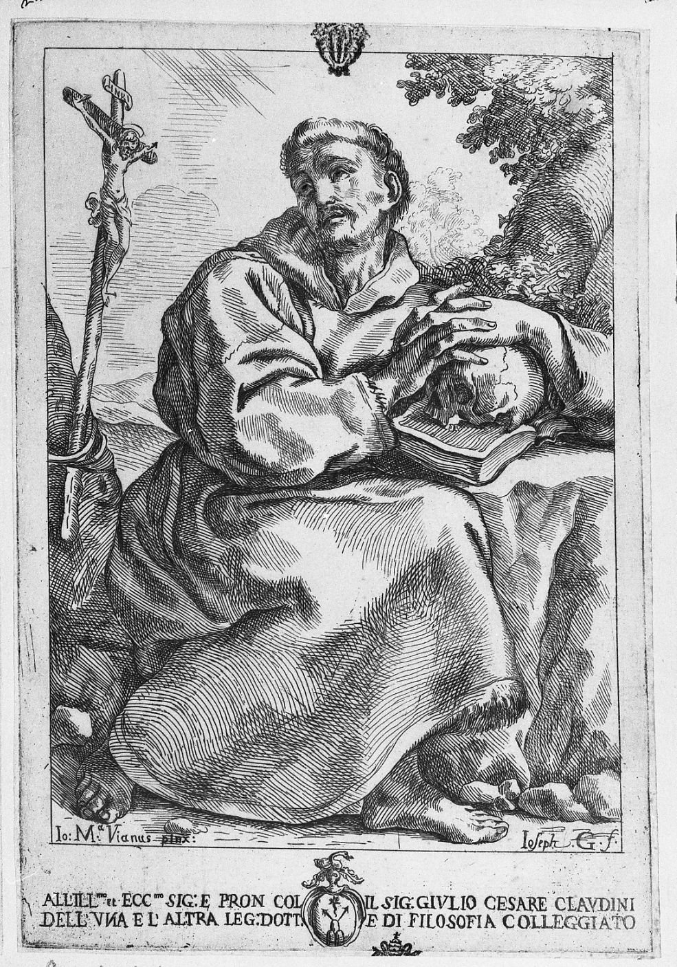 San Francesco nel deserto (stampa) di Viani Domenico Maria, Guidalotti Giovanni Francesco (secc. XVII/ XVIII)