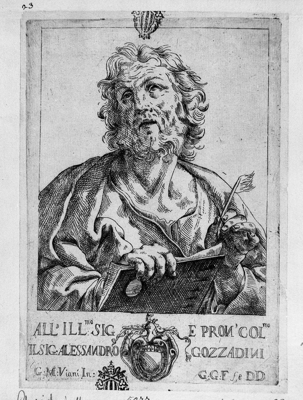 San Luca che scrive (stampa) di Viani Domenico Maria, Guidalotti Giovanni Francesco (secc. XVII/ XVIII)