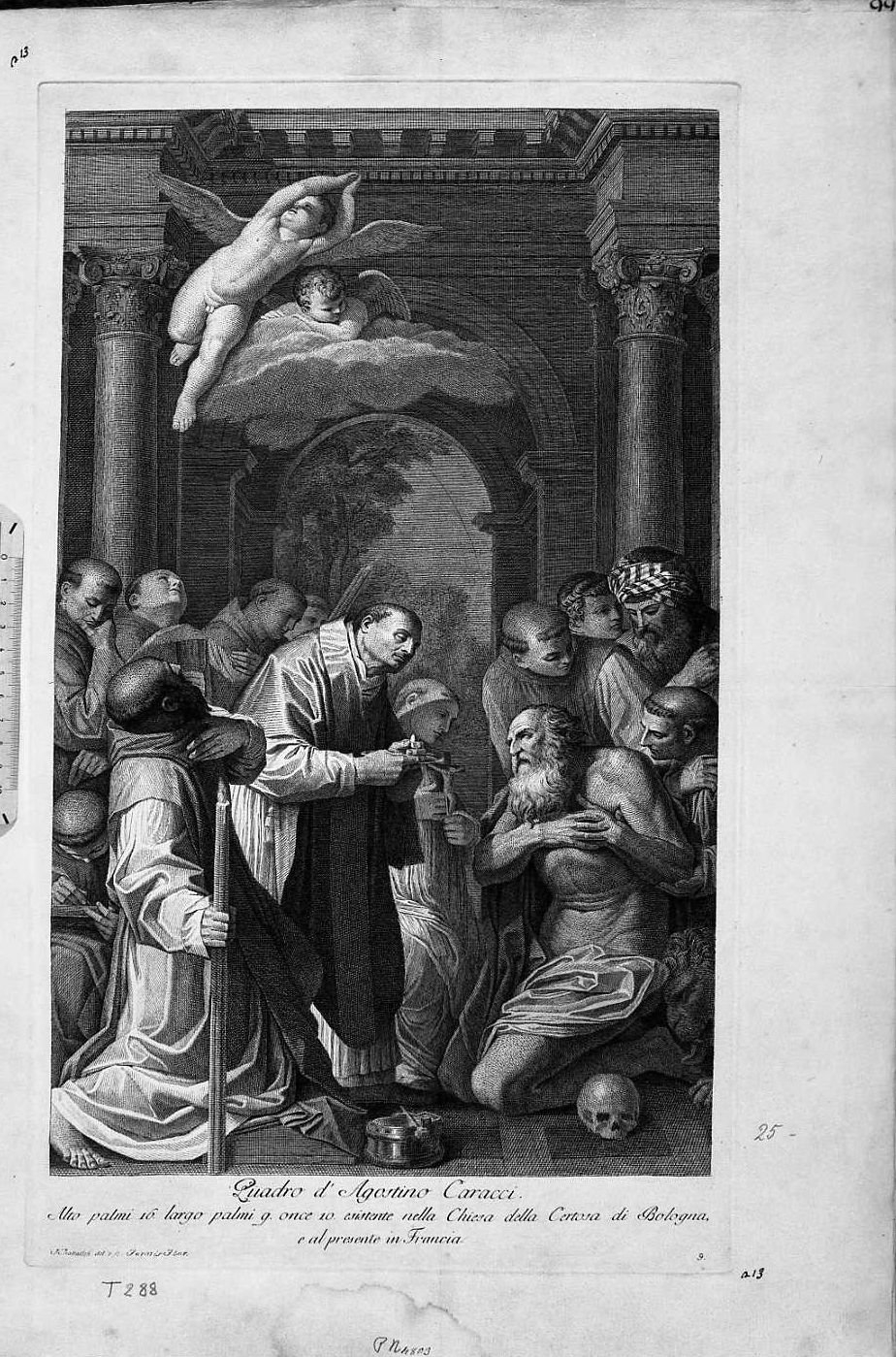 comunione di san Girolamo (stampa) di Carracci Agostino, Traballesi Giuliano (sec. XVIII)