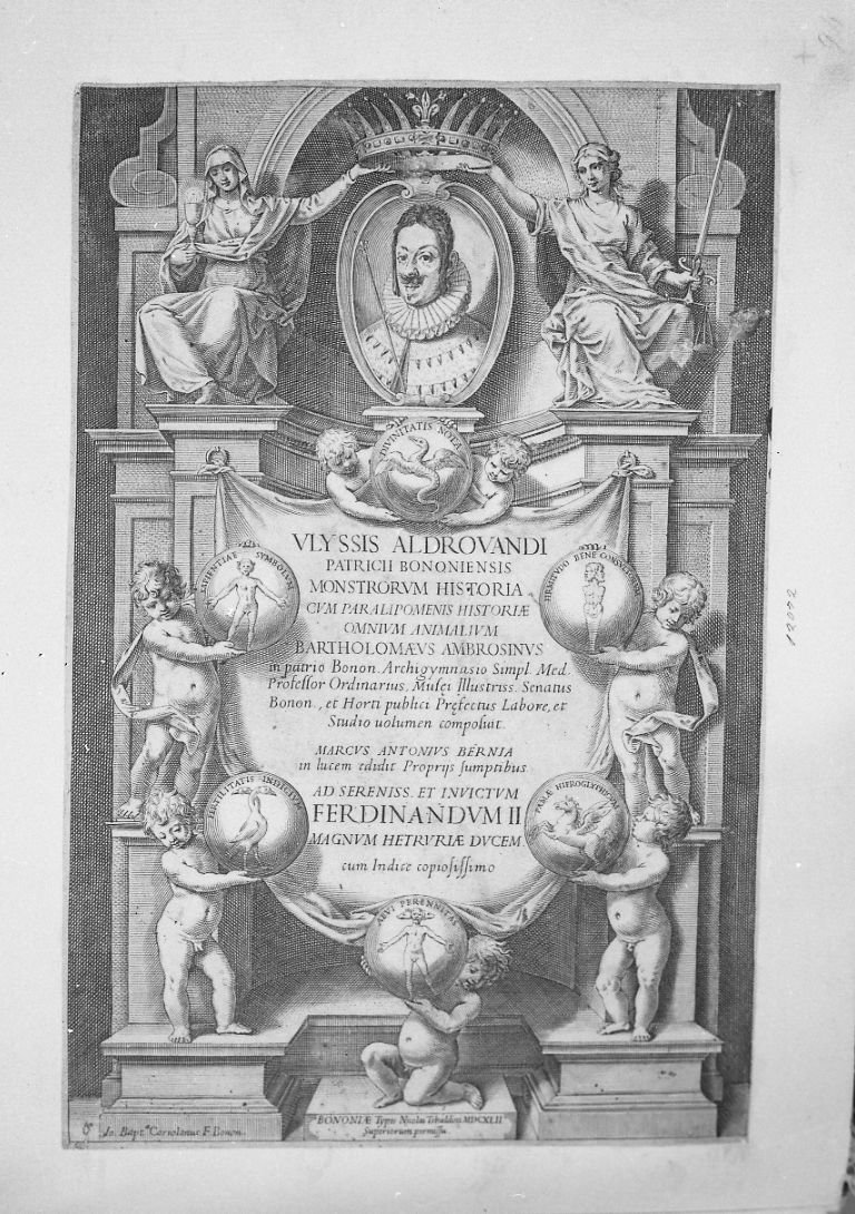 Frontespizio con il ritratto di Ferdinando secondo dè Medici (stampa) di Coriolano Giovanni Battista (sec. XVII)