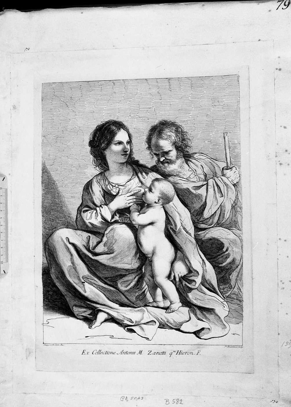 Madonna con il Bambino e san Giuseppe (stampa) di Barbieri Giovanni Francesco detto Guercino, Bartolozzi Francesco (secc. XVIII/ XIX)