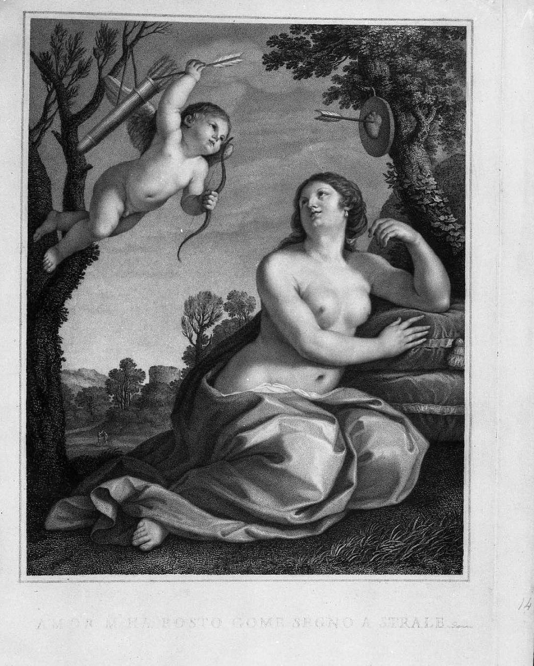 Venere e Cupido (stampa) di Barbieri Giovanni Francesco detto Guercino, Rosaspina Francesco (secc. XVIII/ XIX)