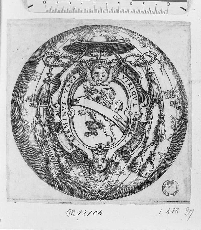 Stemma del cardinale Peretti (stampa) di Lodi Giacomo (sec. XVII)
