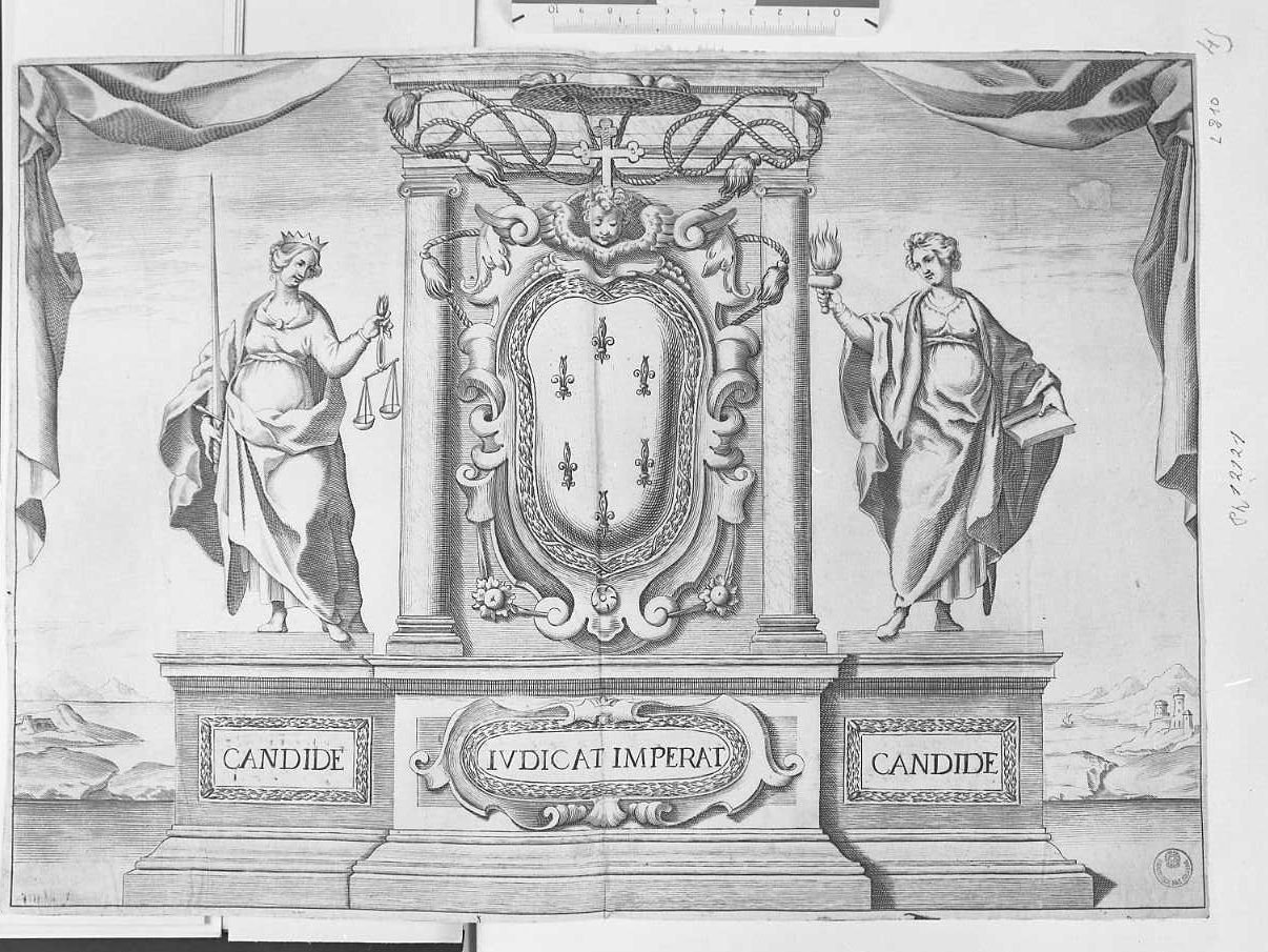 Stemma cardinalizio con sei gigli (stampa) di Lodi Giacomo (attribuito) (sec. XVII)