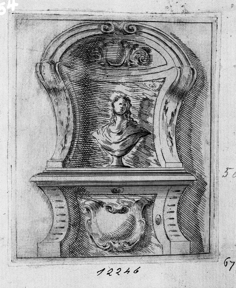 Ornato architettonico con busto (stampa) di Buffagnotti Carlo Antonio (sec. XVIII)