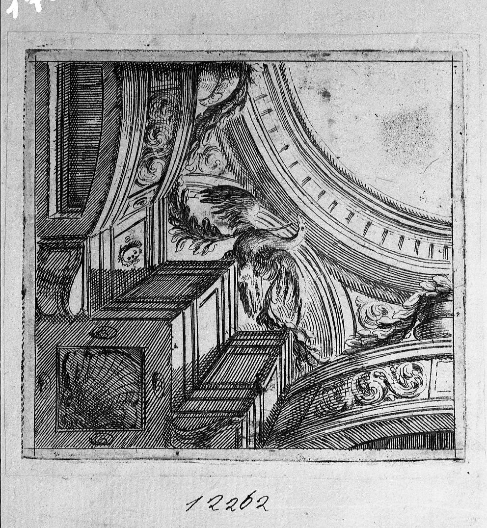 Soffitti con uccello nel mezzo (stampa) di Buffagnotti Carlo Antonio (sec. XVIII)