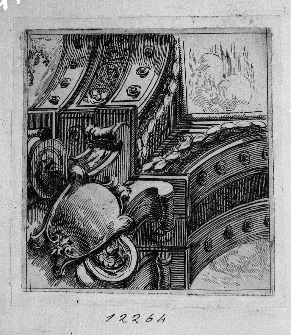 Soffitti con rosoni sotto gli archi (stampa) di Buffagnotti Carlo Antonio (sec. XVIII)