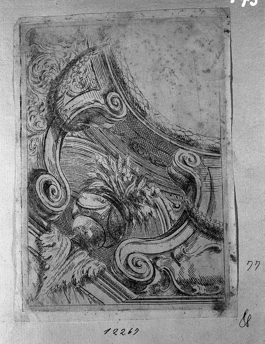 Soffitti con vaso di fiori e festoni ai lati (stampa) di Buffagnotti Carlo Antonio (sec. XVIII)