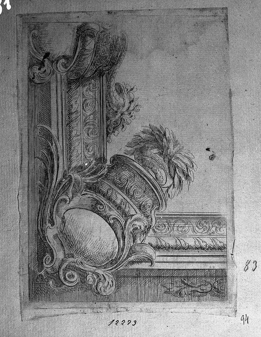 Soffitti con vaso con foglie in alto (stampa) di Buffagnotti Carlo Antonio (sec. XVIII)