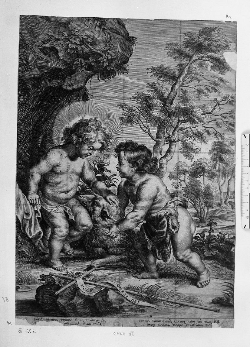 Il Bambino e San Giovannino (stampa) di Van Dyck Anton, Ragot François (attribuito) (sec. XVIII)
