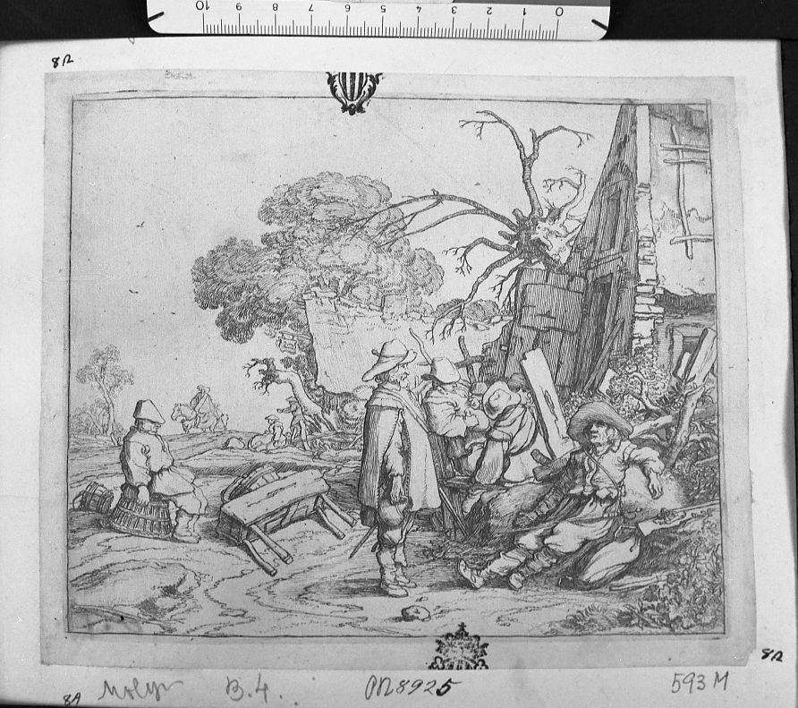 Soldato che riceve ordini da un ufficiale seduto (stampa) di De Molyn Pieter (sec. XVII)
