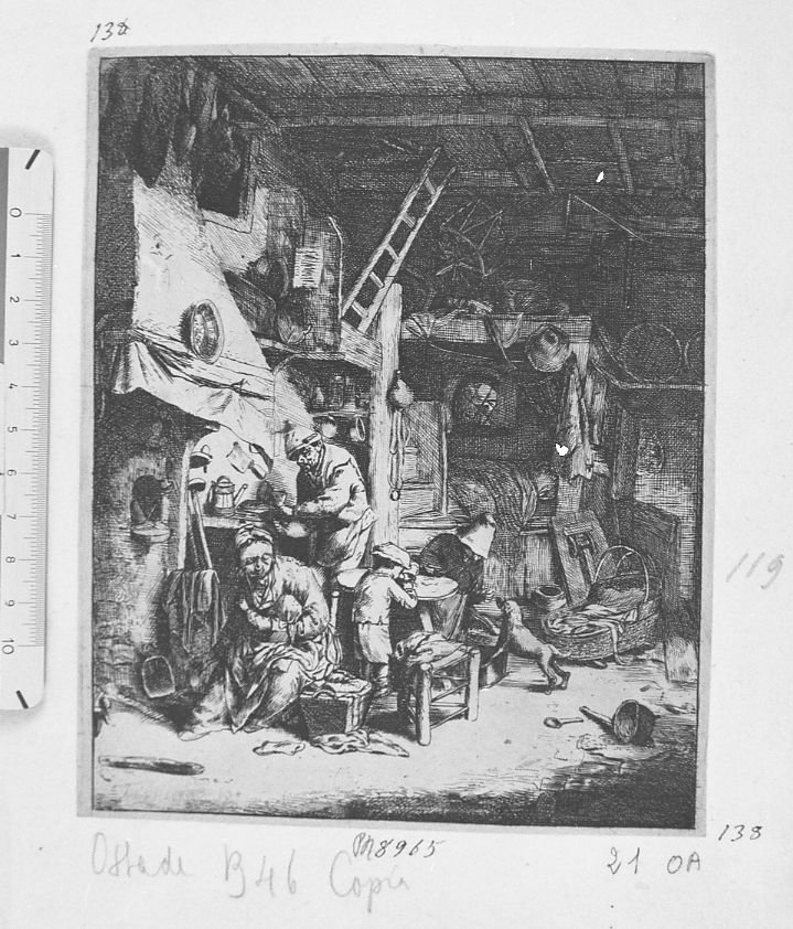 La famiglia (stampa) di Van Ostade - ambito fiammingo (sec. XVII)