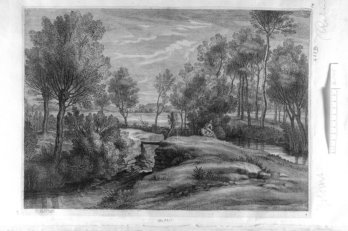 Paesaggio paludoso (stampa) di Bolswert Schelte Adams (attribuito), Rubens Pieter Paul (sec. XVII)