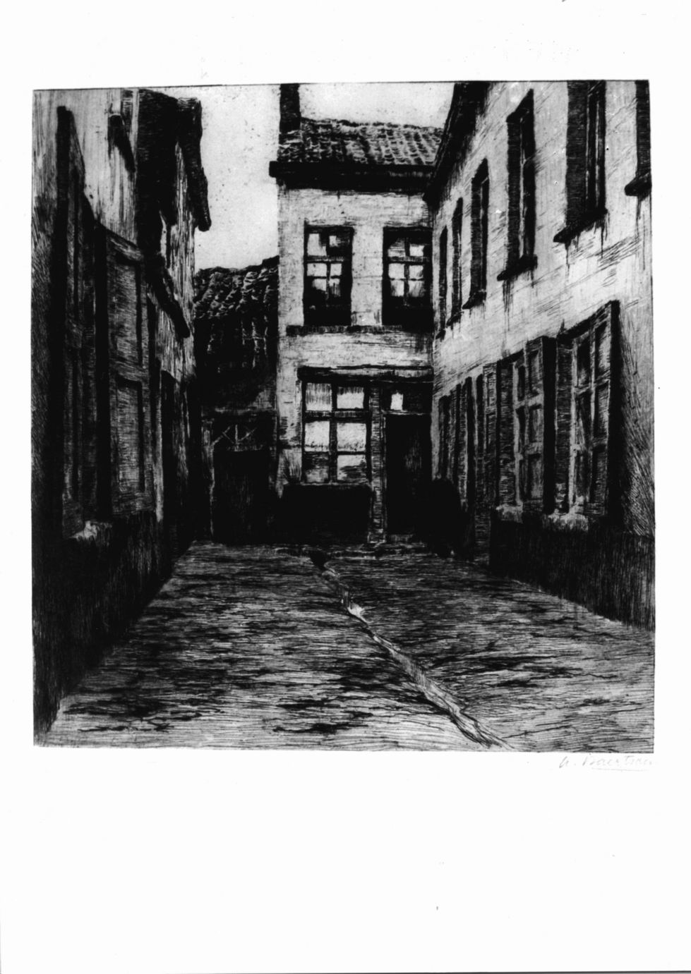 Die sackgasse, Vicolo con case (stampa) di Baertsoen Albert (sec. XX)