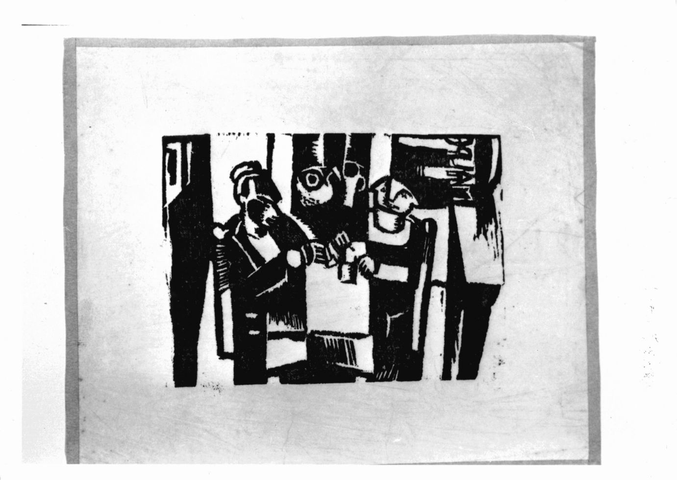Malpertuus, Interno con due figure sedute a tavola (stampa) di Van den Berghe Frits (sec. XX)