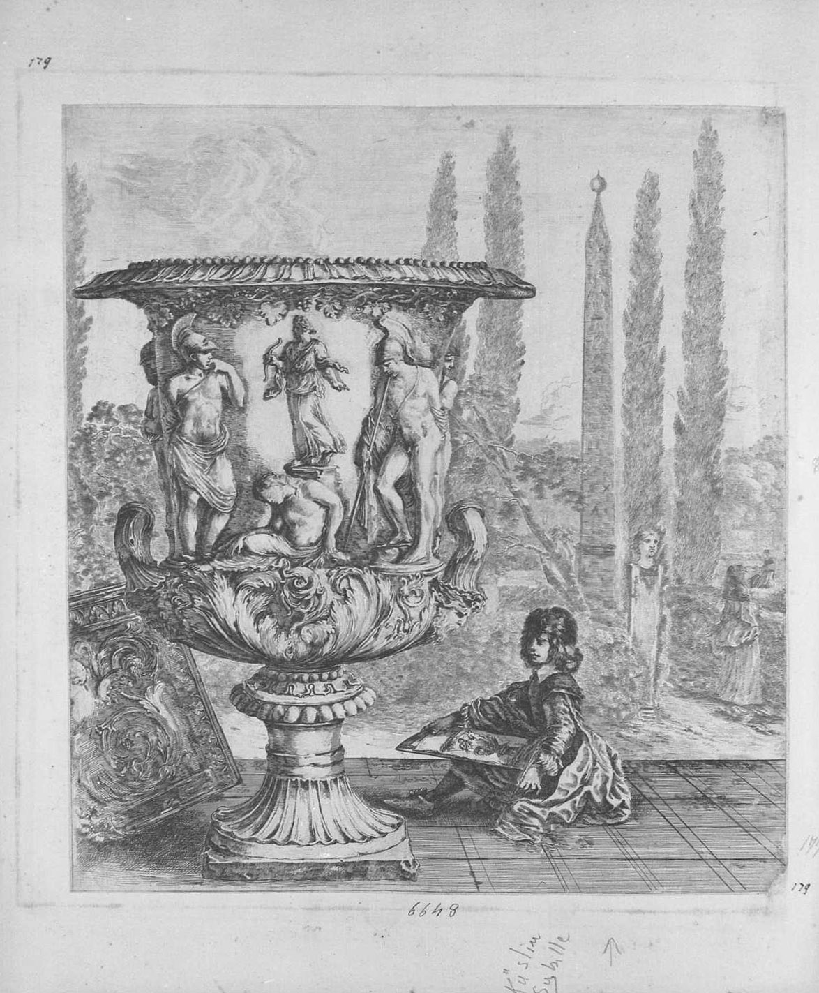 Vaso de Medici (copia in controparte), oggetti (stampa tagliata) di Kusel Johanna Sibilla (secc. XVII/ XVIII)