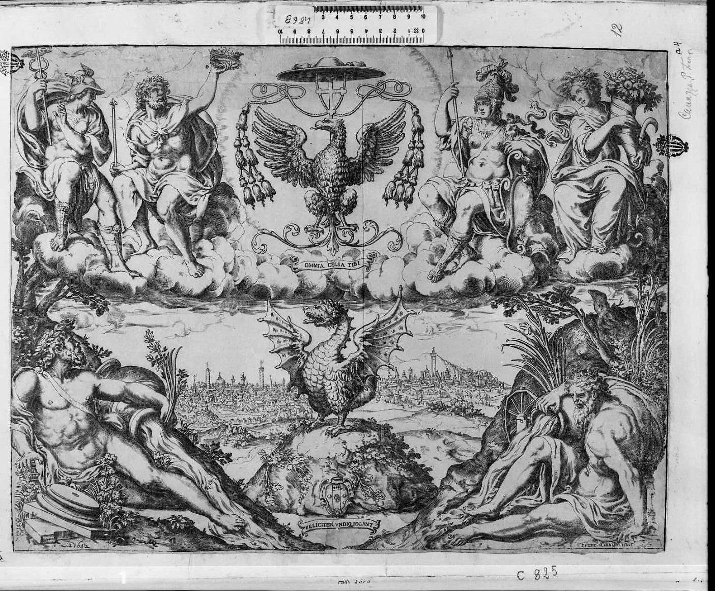 Allegoria in onore di Gregorio XIII (stampa smarginata) di Cavazza Pier Francesco (sec. XVII)