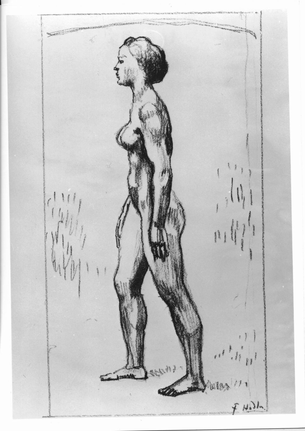 Nudo femminile in piedi (stampa) di Hodler Ferdinand (sec. XX)
