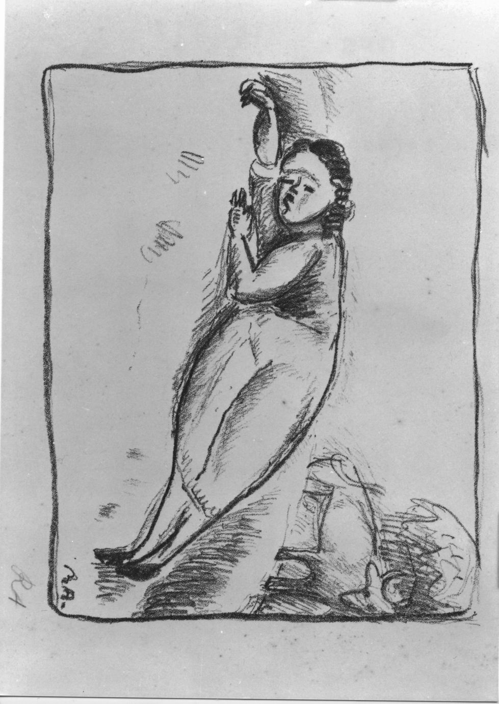 Bergère endormie, Pastorella addormentata in paesaggio agreste (stampa) di Auberjonois René-Victor (sec. XX)