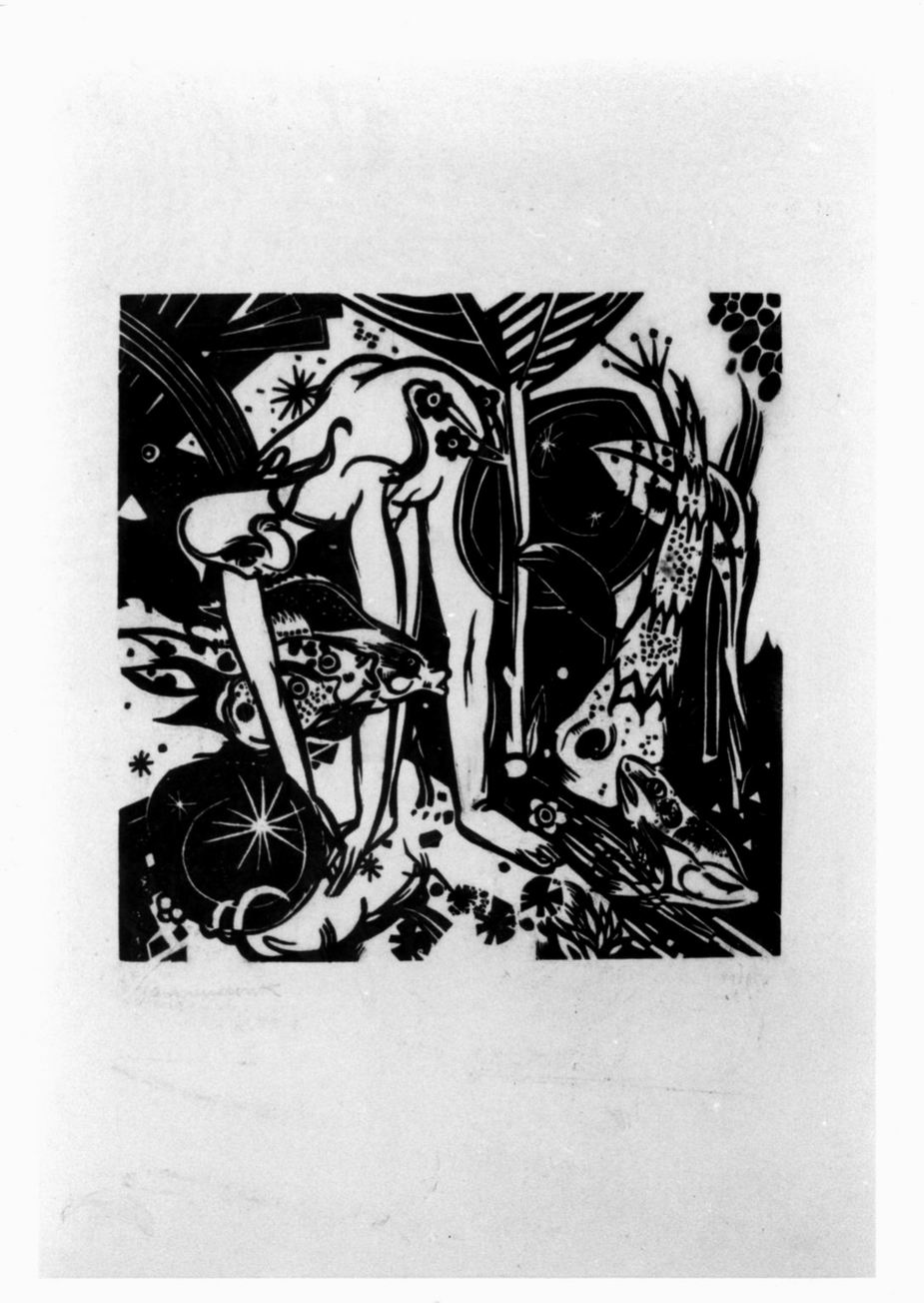 Das Märchen, nudo femminile in paesaggio marino (stampa) di Campendonk Heinrich (sec. XX)