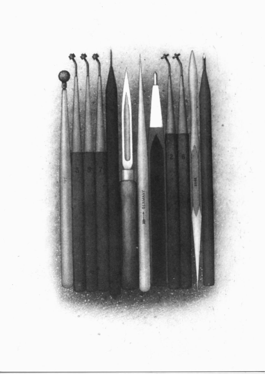 strumenti per l'incisione (stampa a colori) di Meckseper Friedrich (sec. XX)
