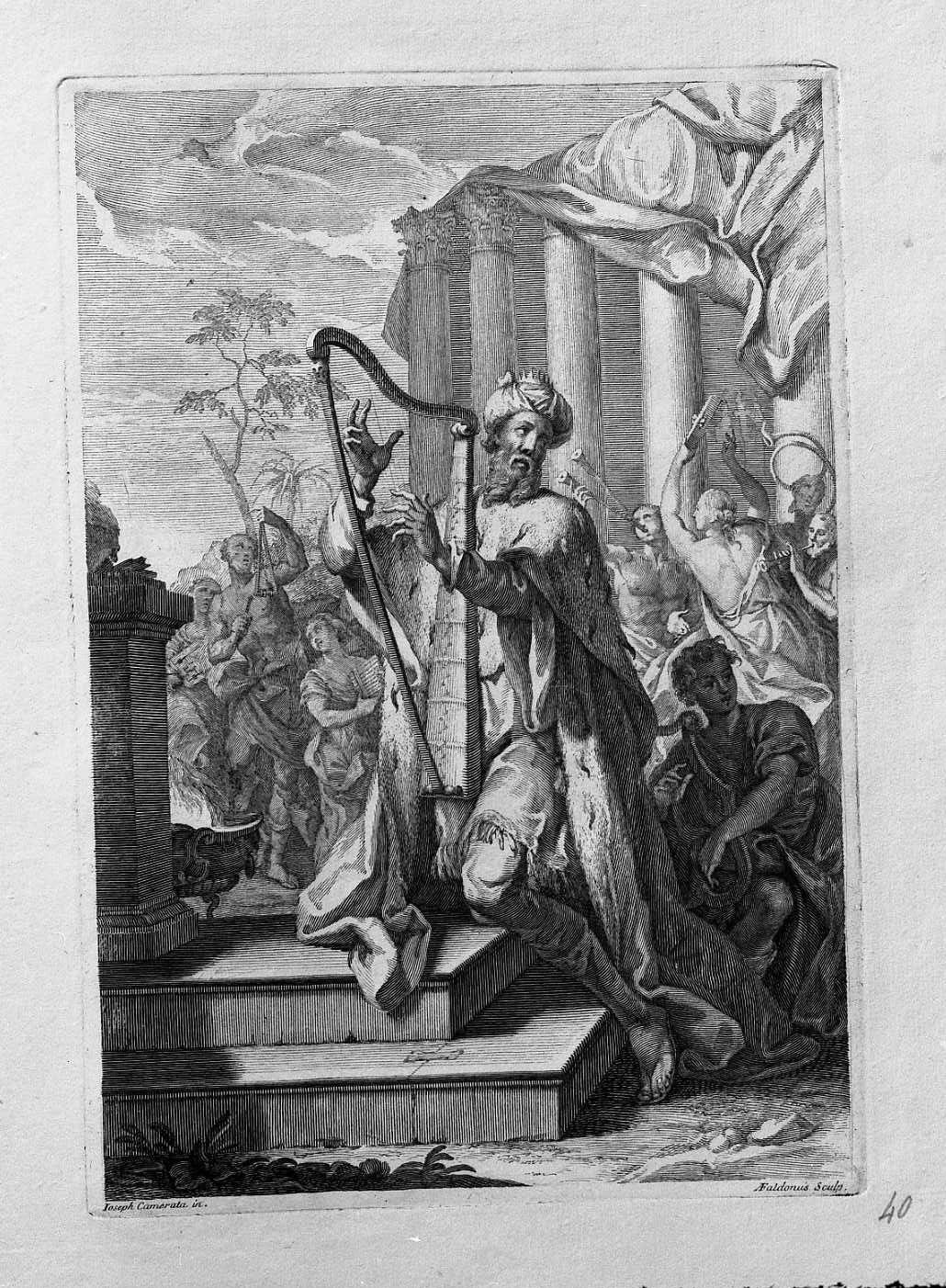 Davide suona l'arpa (stampa) di Faldoni Giovanni Antonio (sec. XVII)