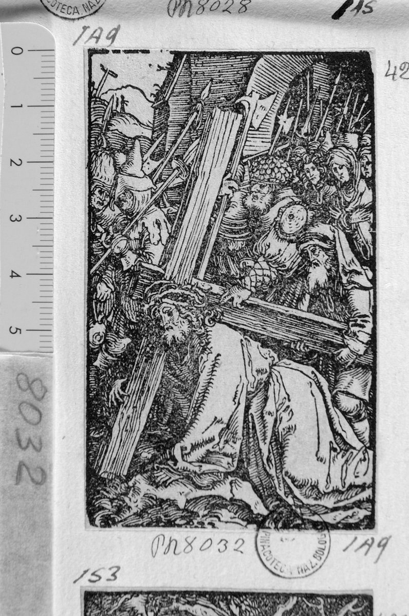 Cristo che porta la croce (stampa) di Durer Albrecht (scuola) (sec. XVII)