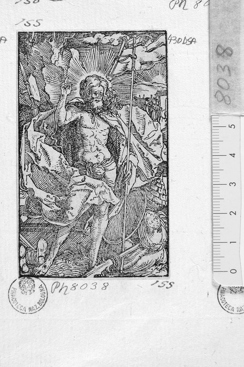 Cristo risorto (stampa) di Durer Albrecht (scuola) (sec. XVII)