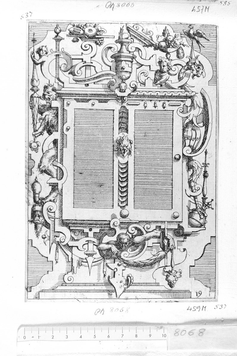 19. Disegno architettonico con inferiata (stampa) di Meyer Daniel (sec. XVII)